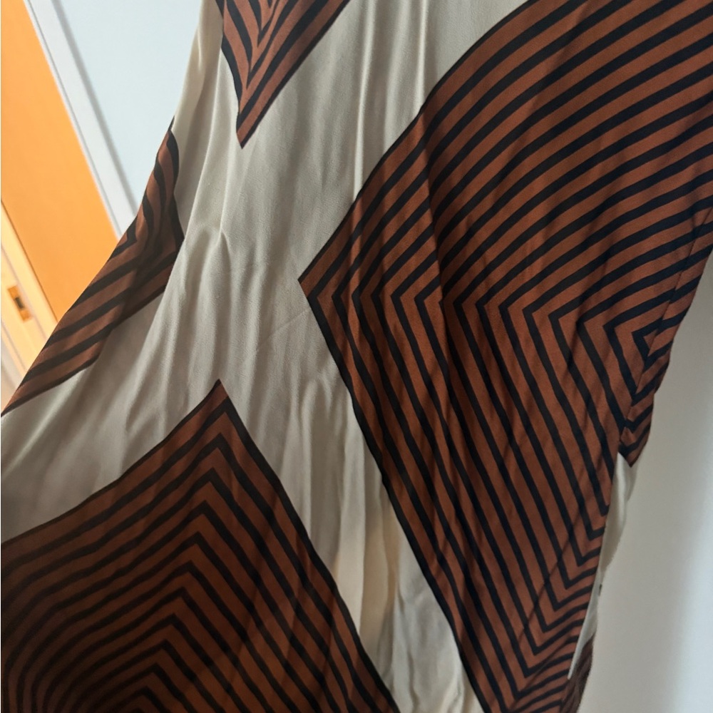 Zara Brown and Cream Long Sleeve Dress - Picture 11 of 14